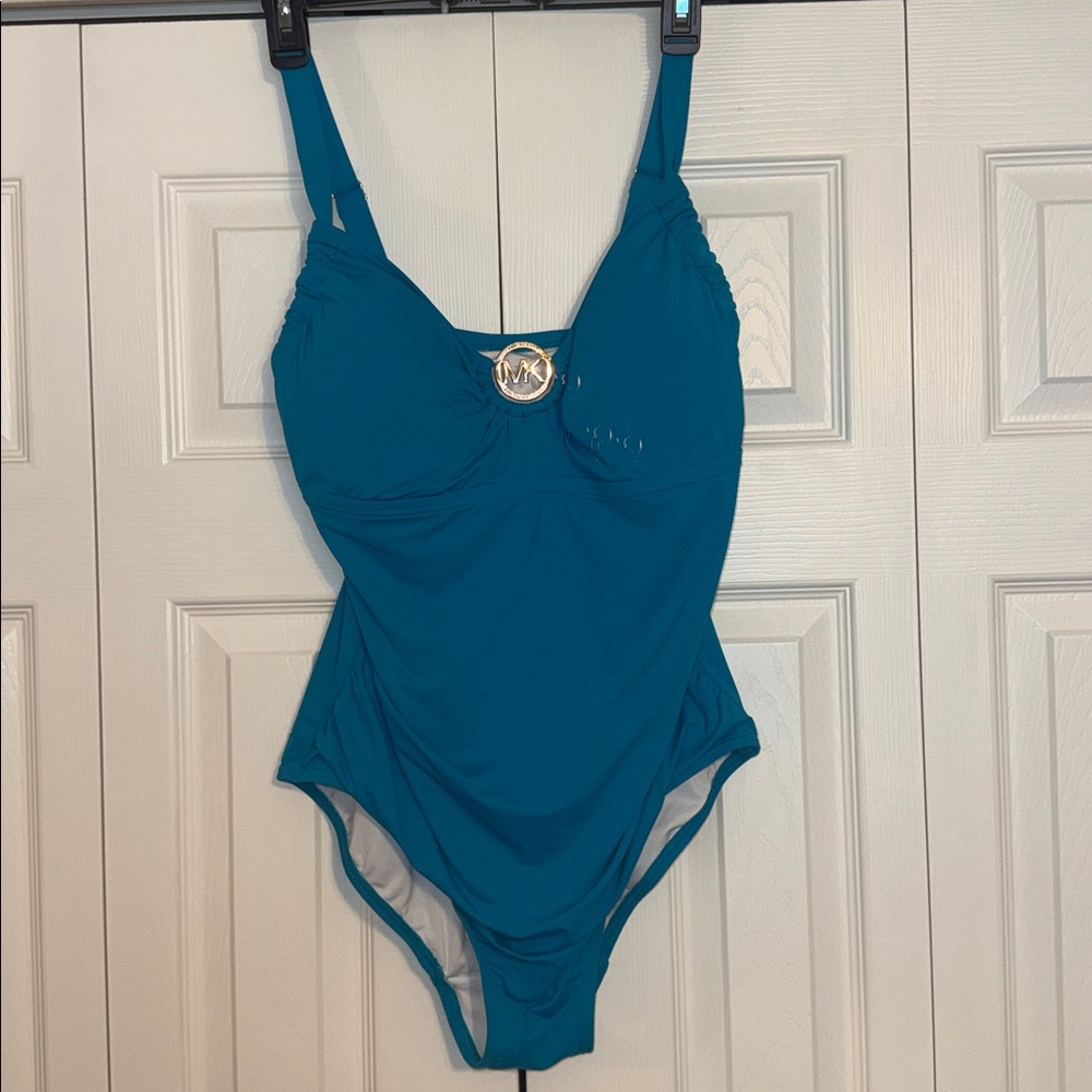 Michael Kors Turquoise Swimsuit with Gold Logo